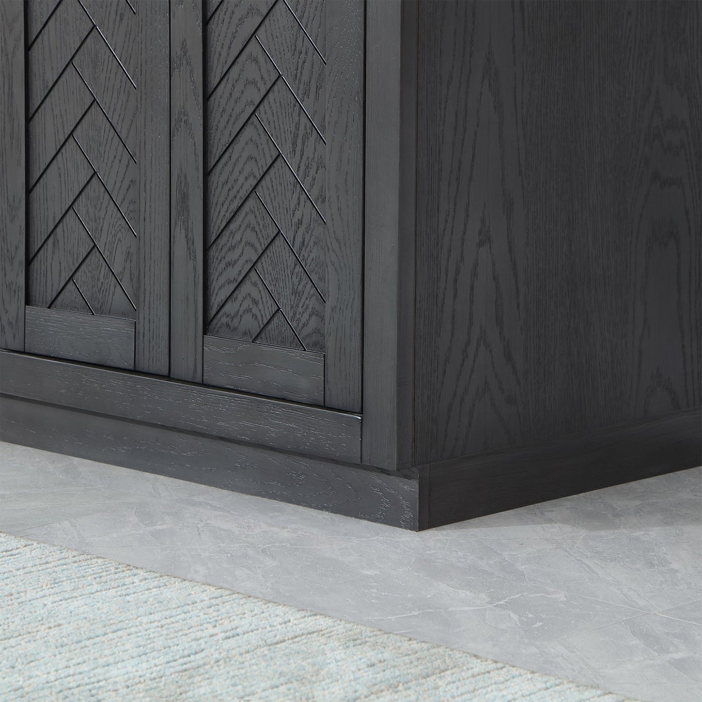 Gazsi 60" Double Bathroom Vanity Set in Brown Oak with Grain White Engineered Stone Countertop without Mirror