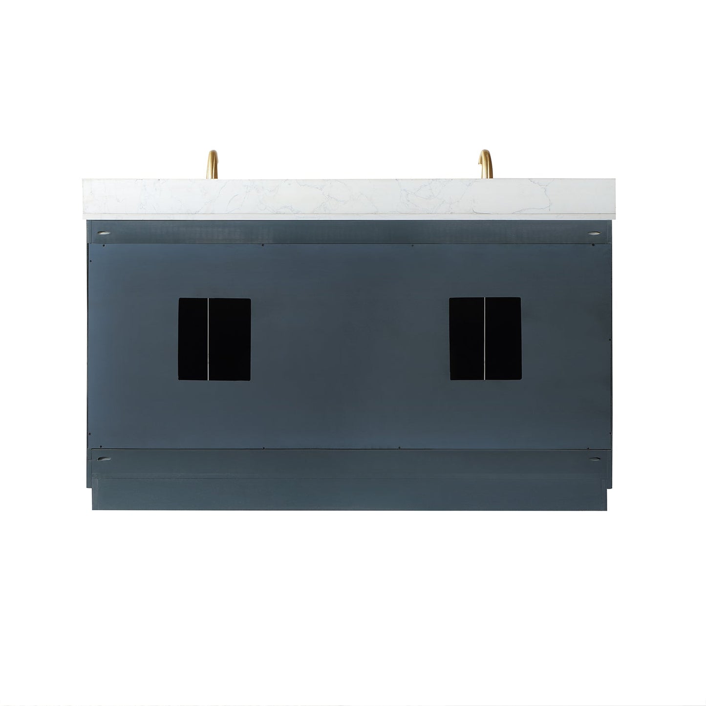 Gazsi 60" Double Bathroom Vanity Set in Classic Blue with Grain White Engineered Stone Countertop with Mirror