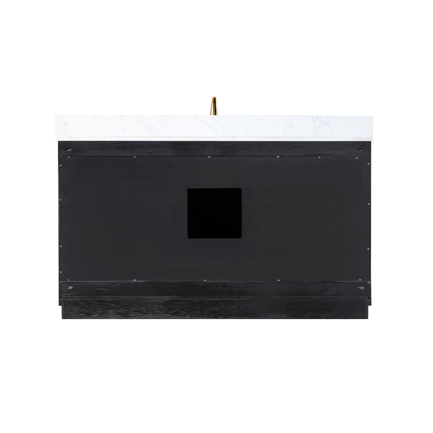 Gazsi 60" Single Bathroom Vanity Set in Black Oak with Grain White Engineered Stone Countertop without Mirror