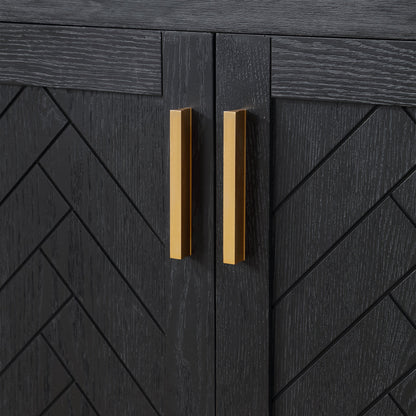 Gazsi 60" Single Bathroom Vanity Set in Black Oak with Grain White Engineered Stone Countertop with Mirror