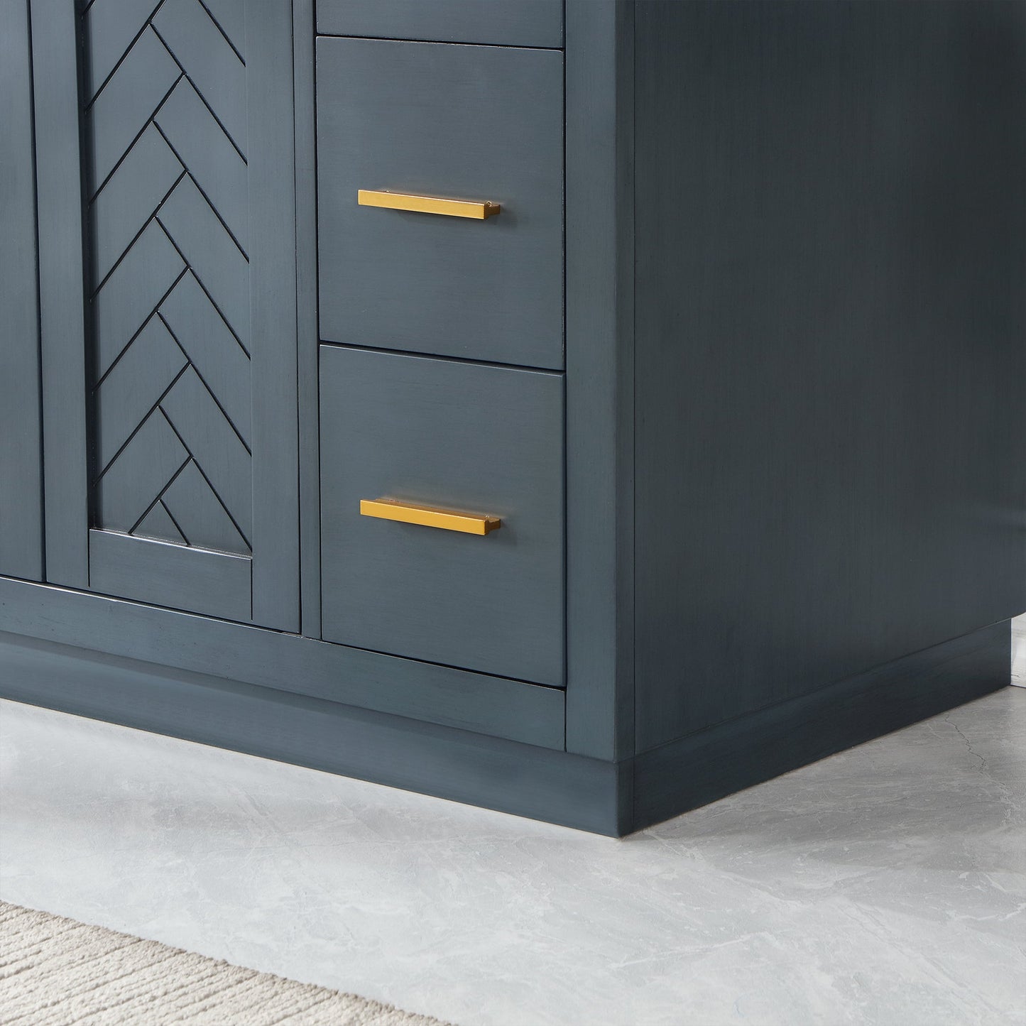 Gazsi 60" Single Bathroom Vanity Set in Classic Blue with Grain White Engineered Stone Countertop without Mirror