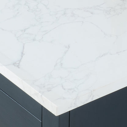 Gazsi 60" Single Bathroom Vanity Set in Classic Blue with Grain White Engineered Stone Countertop with Mirror