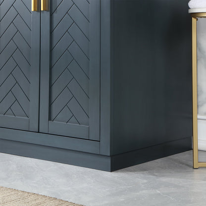 Gazsi 72" Double Bathroom Vanity Set in Classic Blue with Grain White Engineered Stone Countertop without Mirror
