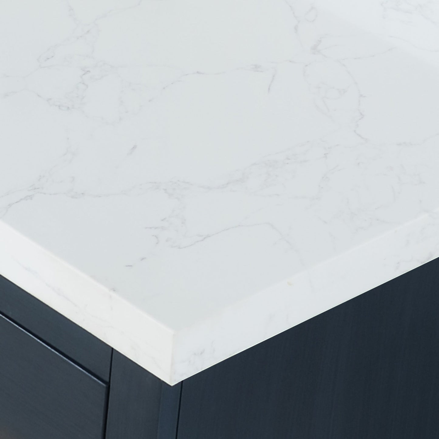 Gazsi 84" Double Bathroom Vanity Set in Classic Blue with Grain White Engineered Stone Countertop without Mirror