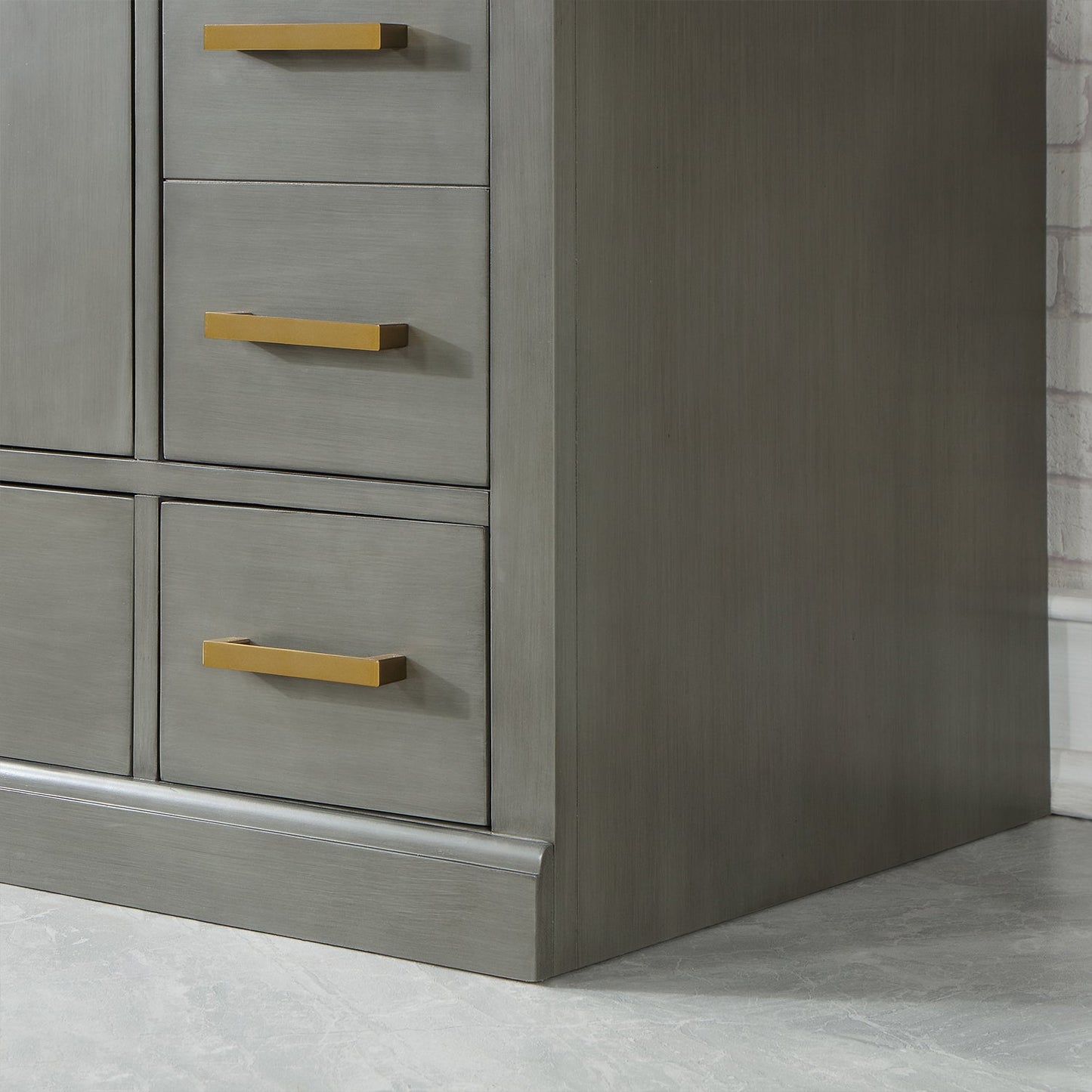 Monna 36" Single Bathroom Vanity Set in Gray Pine with Aosta White Engineered Stone Countertop without Mirror
