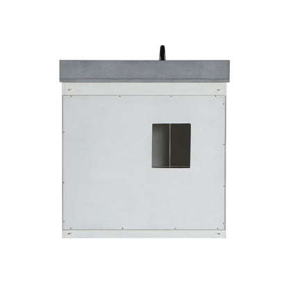 Monna 36" Single Bathroom Vanity Set in White with Concrete Grey Engineered Stone Countertop without Mirror