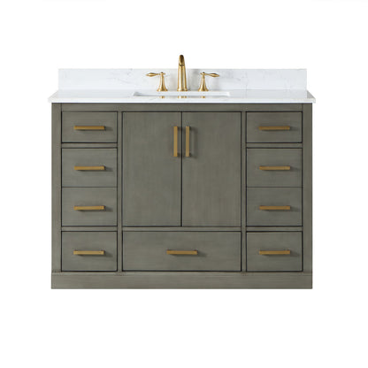 Monna 48" Single Bathroom Vanity Set in Gray Pine with Aosta White Engineered Stone Countertop without Mirror