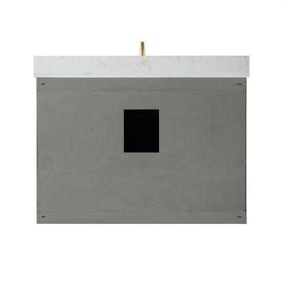 Monna 48" Single Bathroom Vanity Set in Gray Pine with Aosta White Engineered Stone Countertop without Mirror