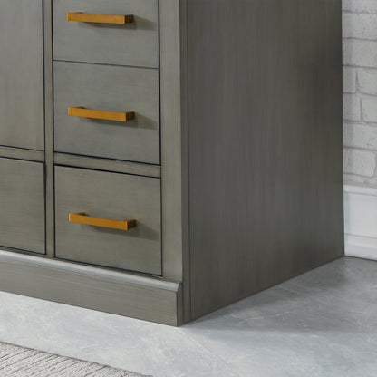 Monna 48" Single Bathroom Vanity Set in Gray Pine with Aosta White Engineered Stone Countertop with Mirror