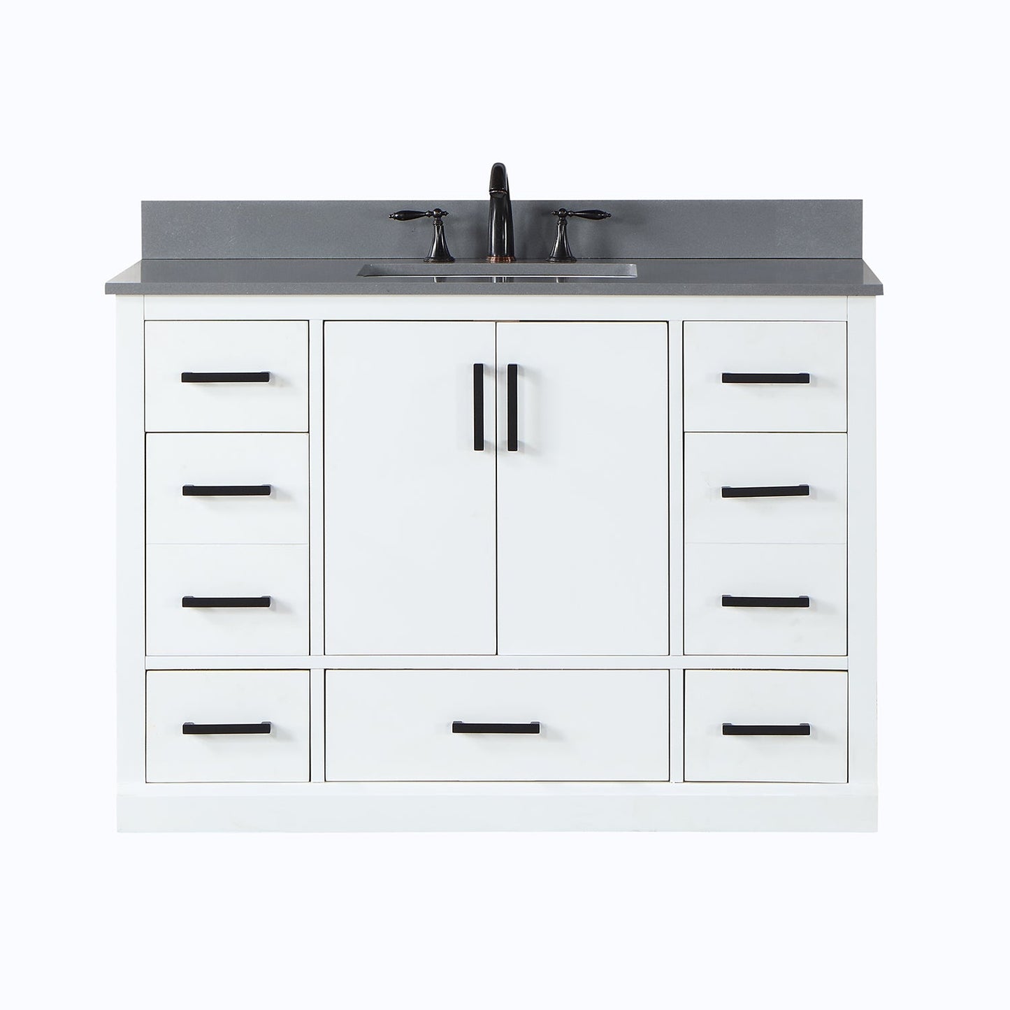 Monna 48" Single Bathroom Vanity Set in White with Concrete Grey Engineered Stone Countertop without Mirror