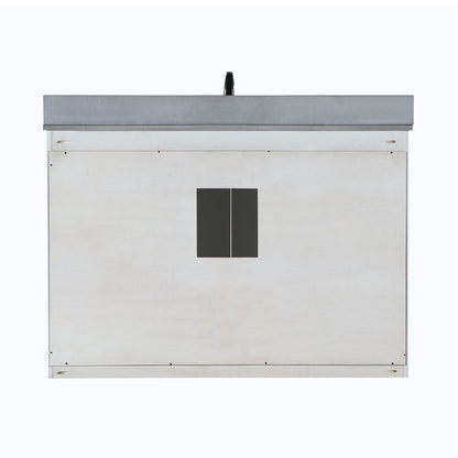 Monna 48" Single Bathroom Vanity Set in White with Concrete Grey Engineered Stone Countertop with Mirror
