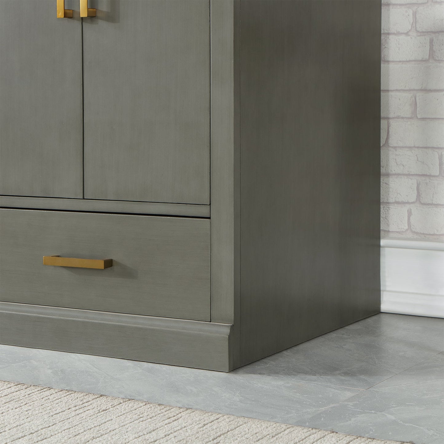 Monna 60" Double Bathroom Vanity Set in Gray Pine with Aosta White Engineered Stone Countertop without Mirror