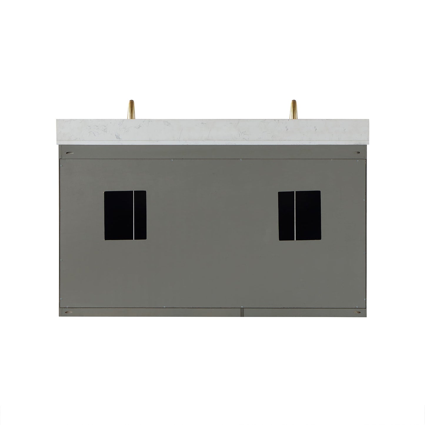 Monna 60" Double Bathroom Vanity Set in Gray Pine with Aosta White Engineered Stone Countertop without Mirror