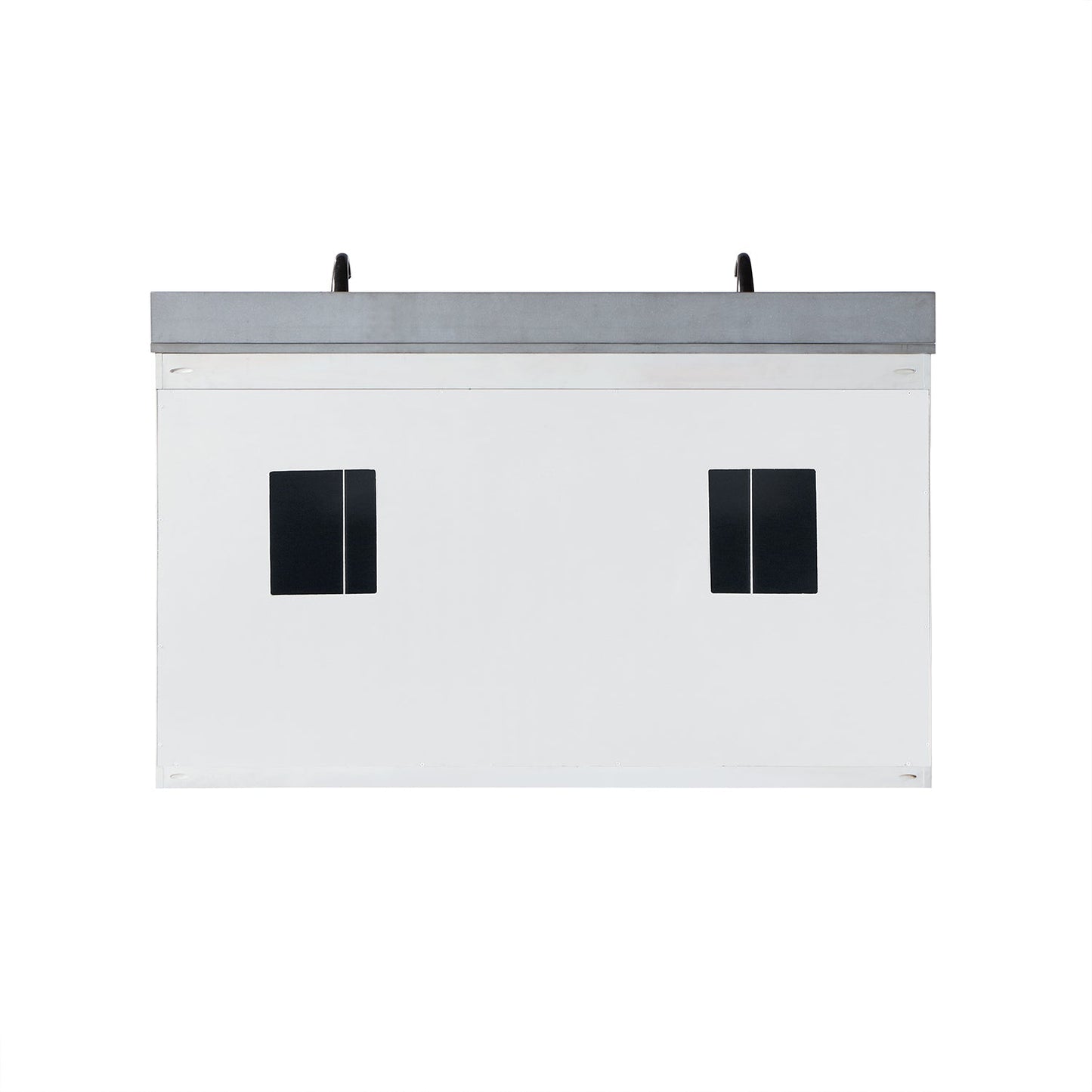 Monna 60" Double Bathroom Vanity Set in White with Concrete Grey Engineered Stone Countertop without Mirror