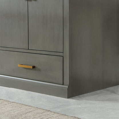 Monna 72" Double Bathroom Vanity Set in Gray Pine with Aosta White Engineered Stone Countertop with Mirror