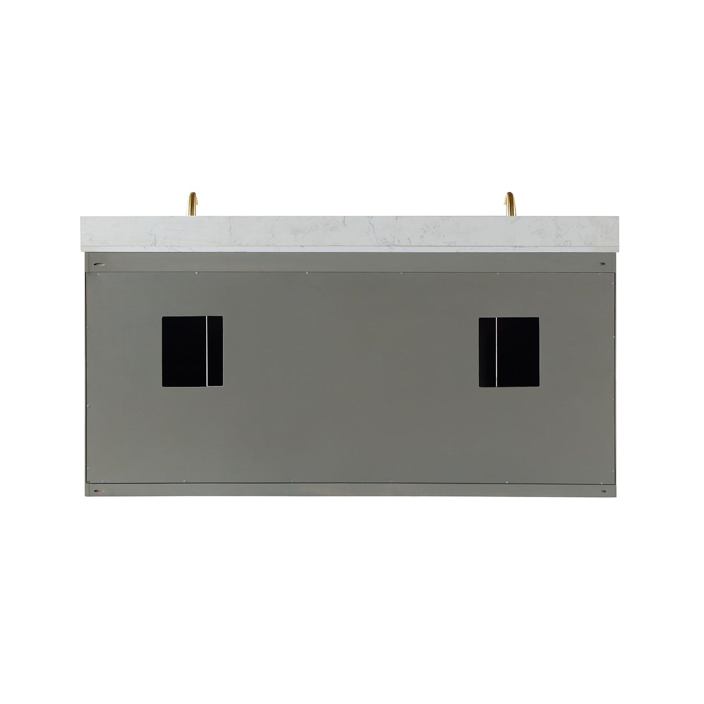 Monna 72" Double Bathroom Vanity Set in Gray Pine with Aosta White Engineered Stone Countertop with Mirror