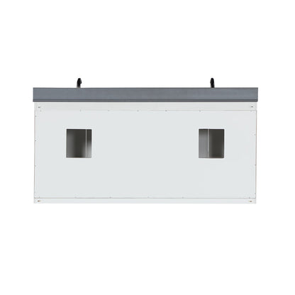 Monna 72" Double Bathroom Vanity Set in White with Concrete Grey Engineered Stone Countertop without Mirror