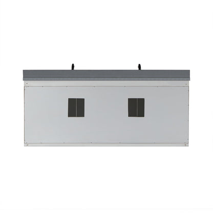 Monna 84" Double Bathroom Vanity Set in White with Concrete Grey Engineered Stone Countertop with Mirror