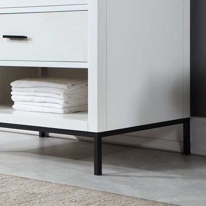 Kesia 36" Single Bathroom Vanity Set in White with Aosta White Engineered Stone Countertop without Mirror