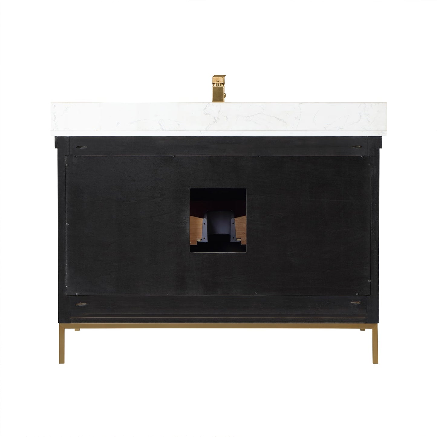 Kesia 48" Single Bathroom Vanity Set in Black Oak with Aosta White Engineered Stone Countertop without Mirror