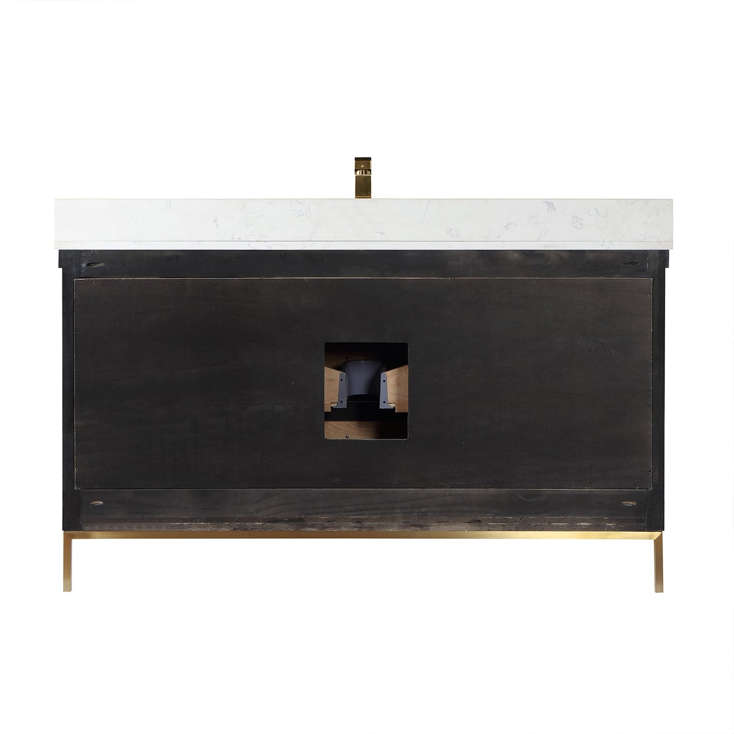 Kesia 60" Single Bathroom Vanity Set in Black Oak with Aosta White Engineered Stone Countertop without Mirror