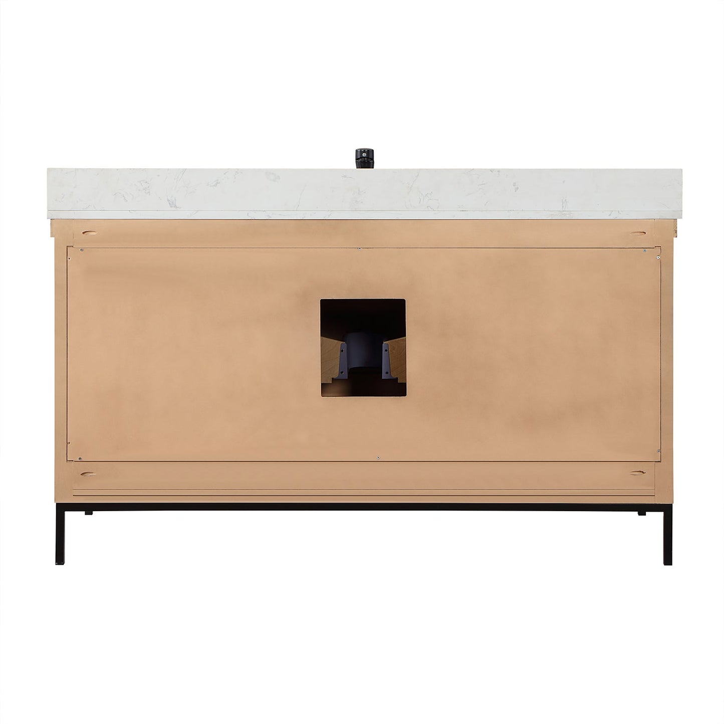 Kesia 60" Single Bathroom Vanity Set in Brown Pine with Aosta White Engineered Stone Countertop without Mirror