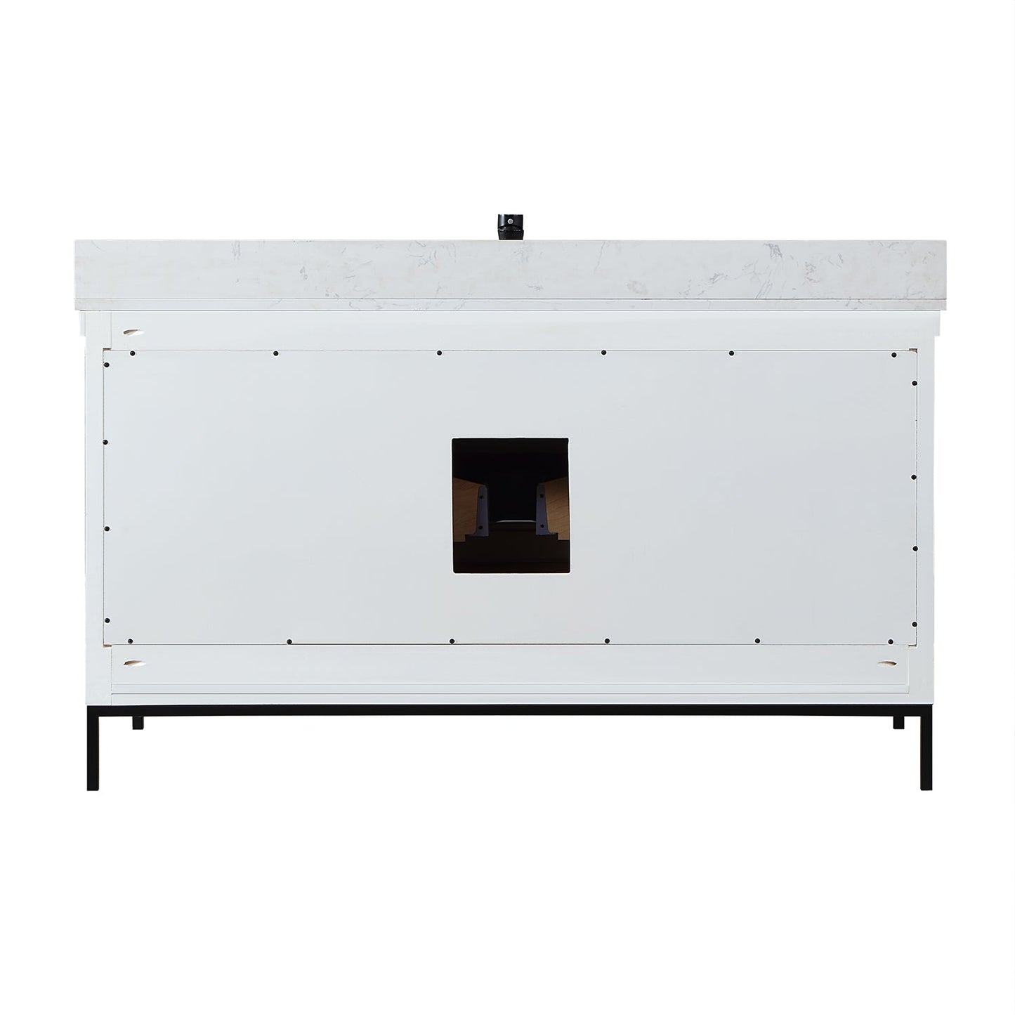 Kesia 60" Single Bathroom Vanity Set in White with Aosta White Engineered Stone Countertop without Mirror