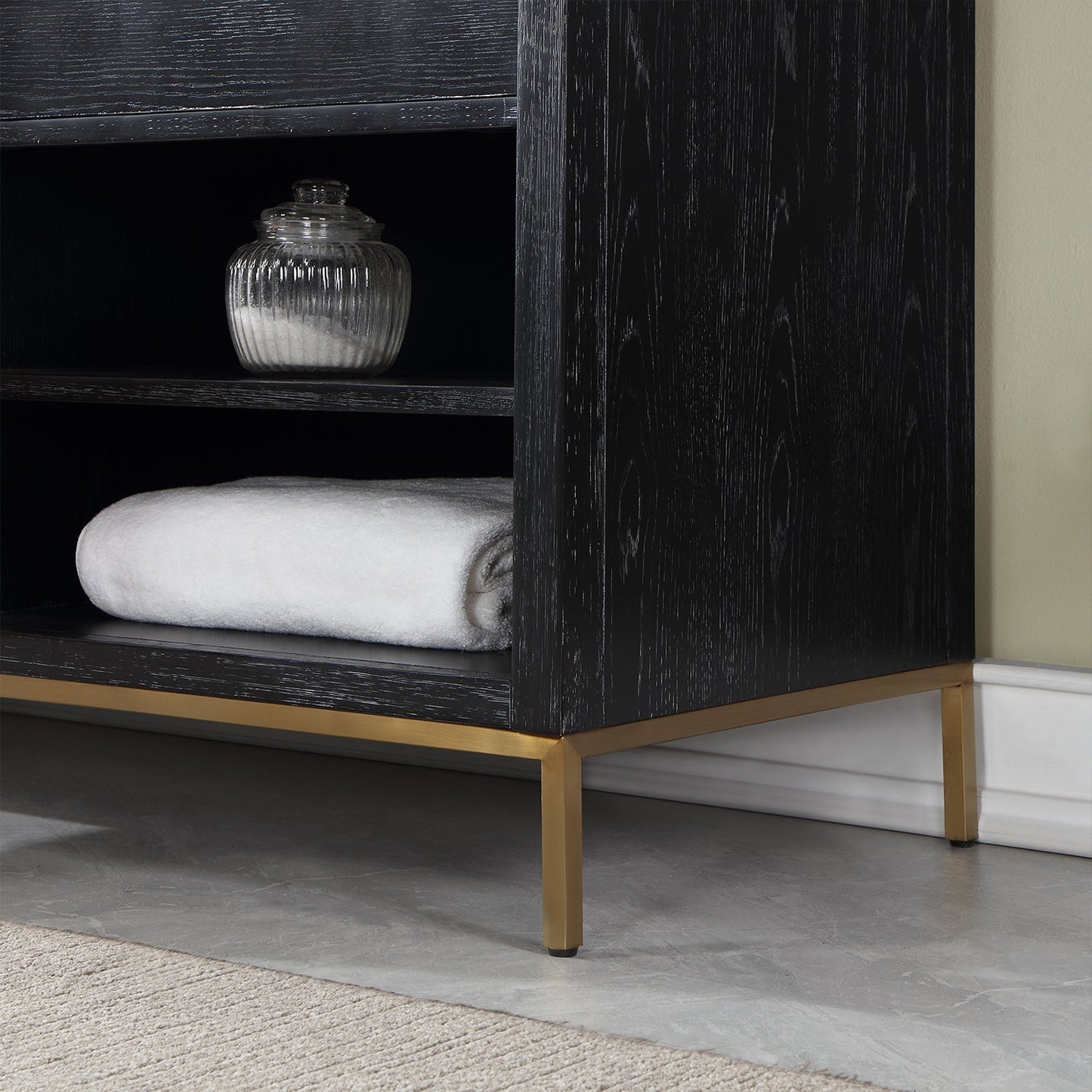 Kesia 72" Double Bathroom Vanity Set in Black Oak with Aosta White Engineered Stone Countertop with Mirror