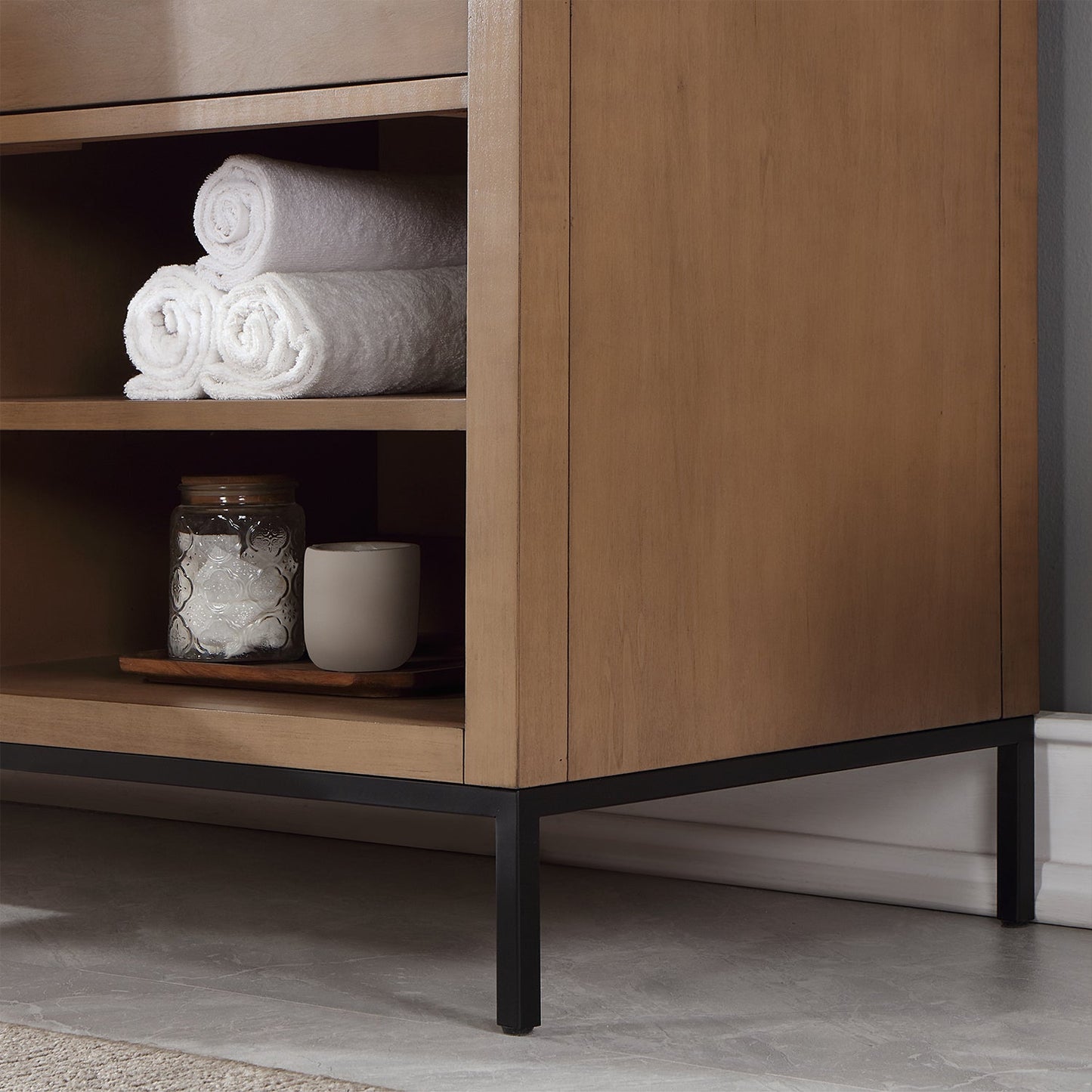 Kesia 72" Double Bathroom Vanity Set in Brown Pine with Aosta White Engineered Stone Countertop with Mirror