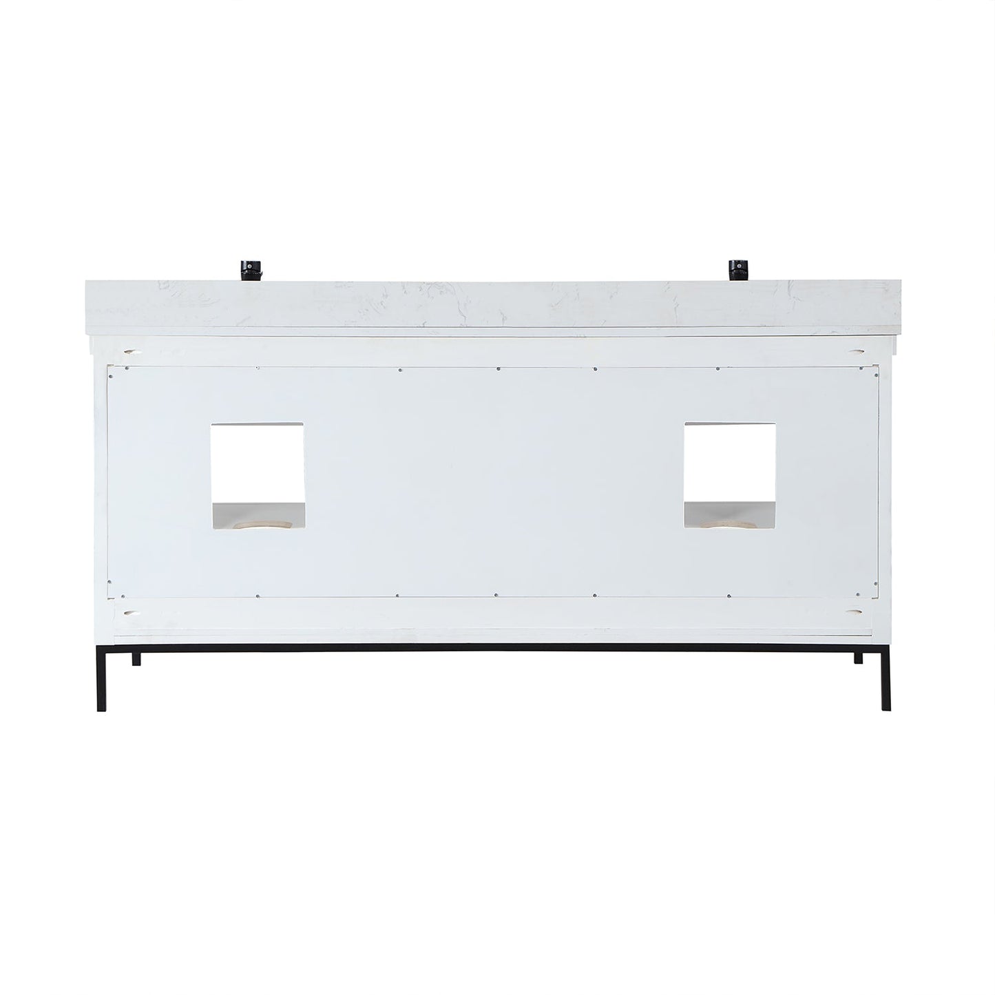 Kesia 72" Double Bathroom Vanity Set in White with Aosta White Engineered Stone Countertop without Mirror