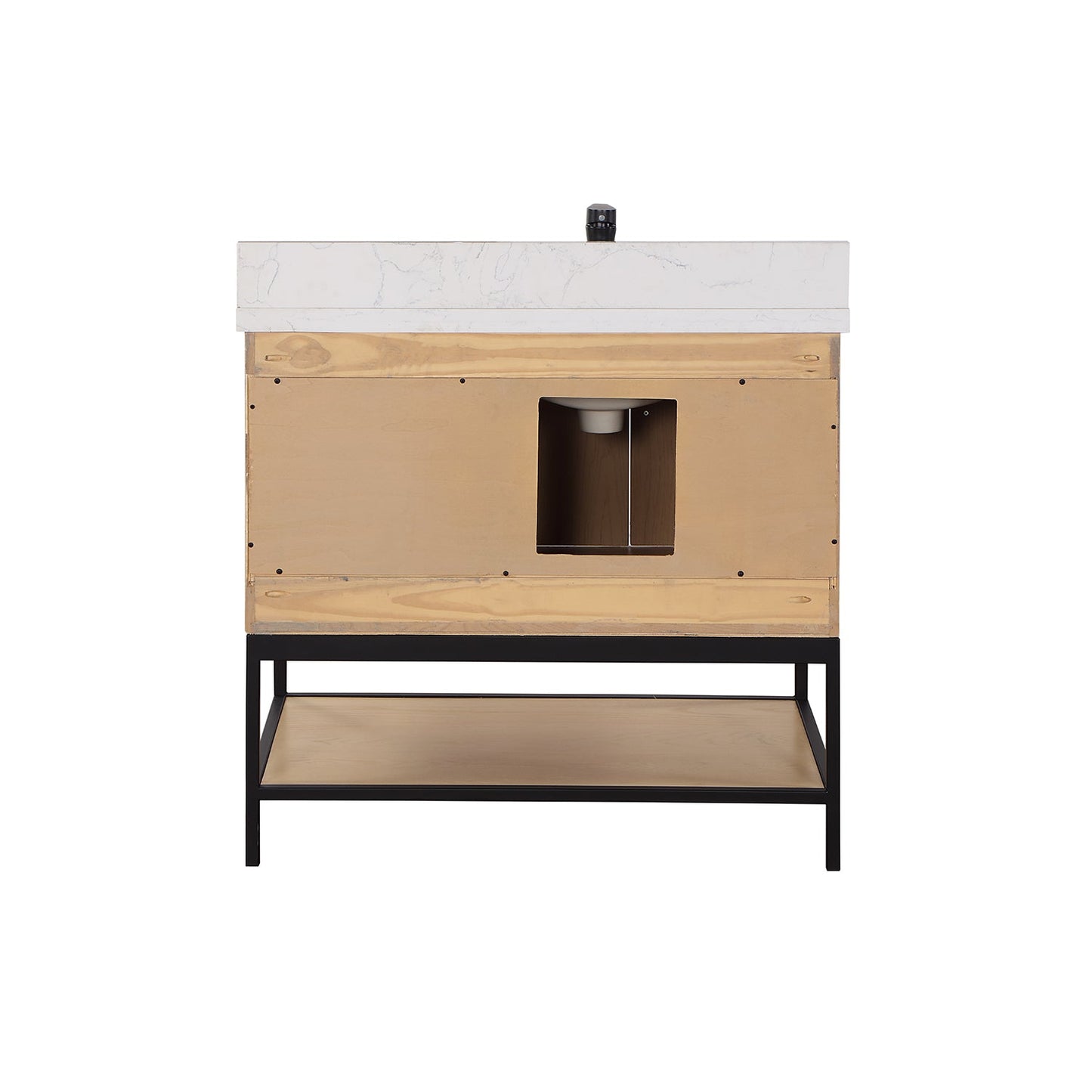 Wildy 36" Single Bathroom Vanity Set in Washed Oak with Grain White Engineered Stone Countertop without Mirror