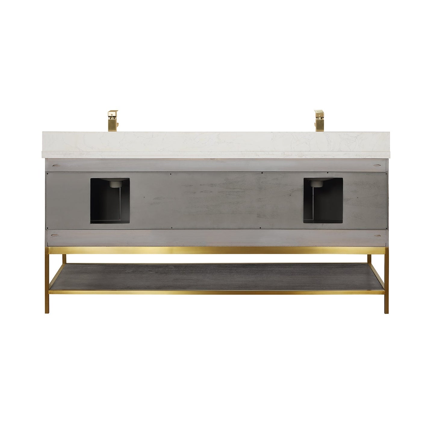 Wildy 72" Double Bathroom Vanity Set in Classical Grey with Grain White Engineered Stone Countertop without Mirror