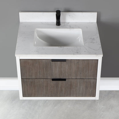 Dione 30" Single Bathroom Vanity in Classical Gray with Aosta White Engineered Stone Countertop without Mirror