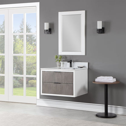 Dione 30" Single Bathroom Vanity in Classical Gray with Aosta White Engineered Stone Countertop with Mirror