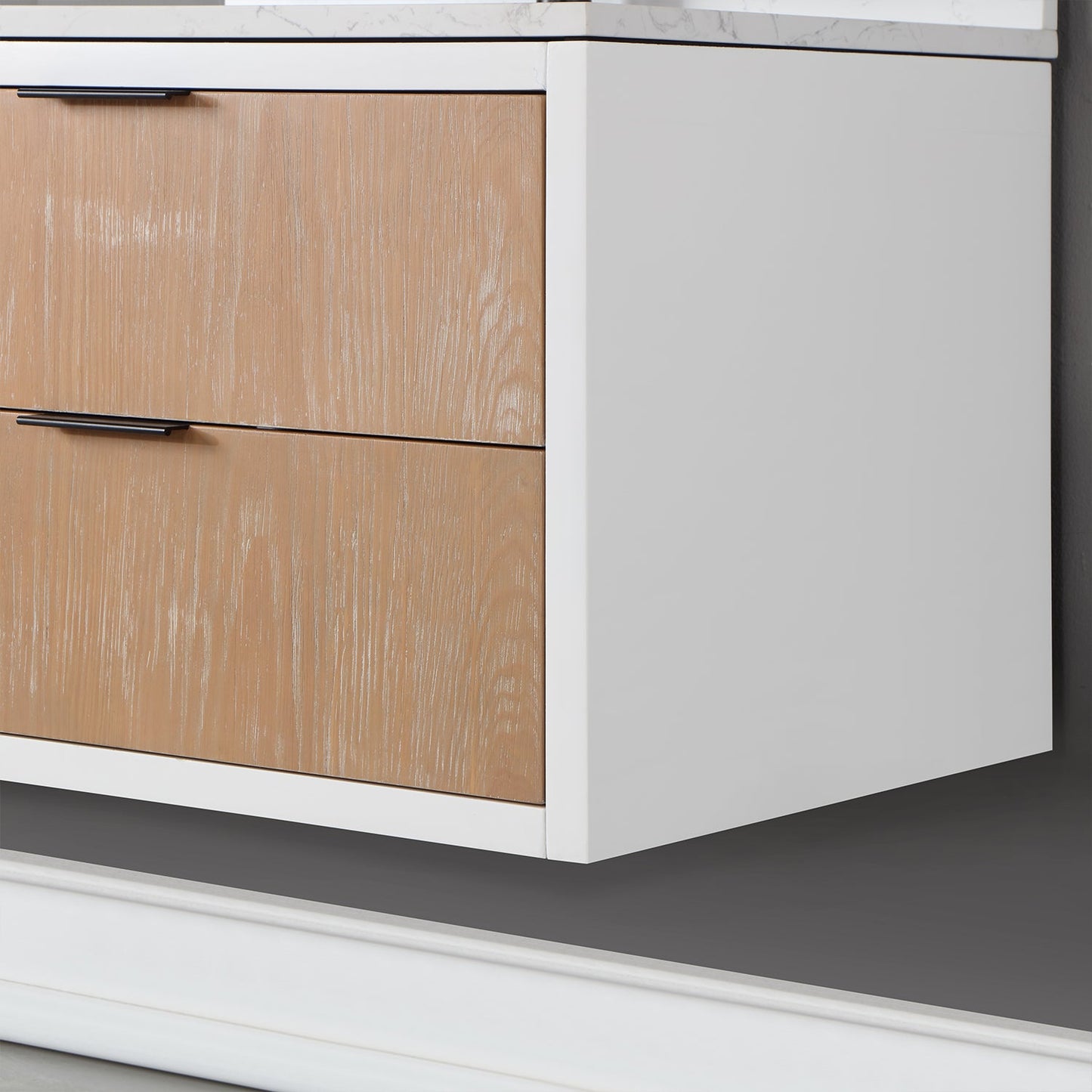 Dione 30" Single Bathroom Vanity in Weathered Pine with Aosta White Engineered Stone Countertop without Mirror