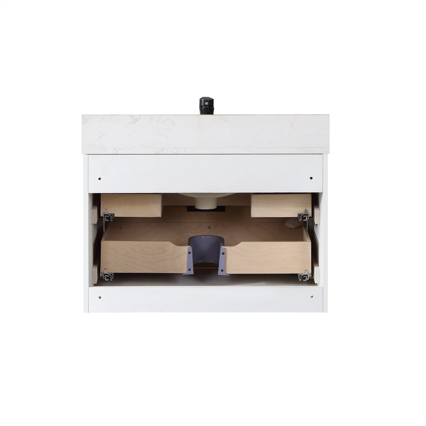 Dione 30" Single Bathroom Vanity in Weathered Pine with Aosta White Engineered Stone Countertop without Mirror