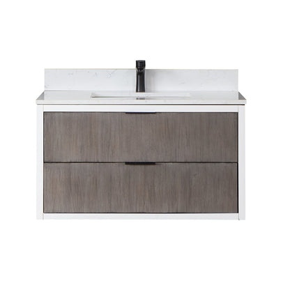 Dione 36" Single Bathroom Vanity in Classical Gray with Aosta White Engineered Stone Countertop without Mirror