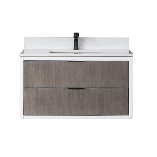 Dione 36" Single Bathroom Vanity in Classical Gray with Aosta White Engineered Stone Countertop without Mirror