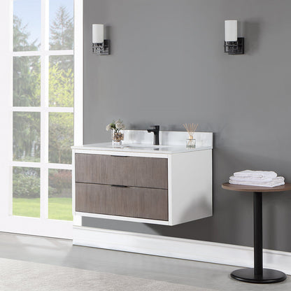 Dione 36" Single Bathroom Vanity in Classical Gray with Aosta White Engineered Stone Countertop without Mirror