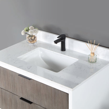 Dione 36" Single Bathroom Vanity in Classical Gray with Aosta White Engineered Stone Countertop without Mirror