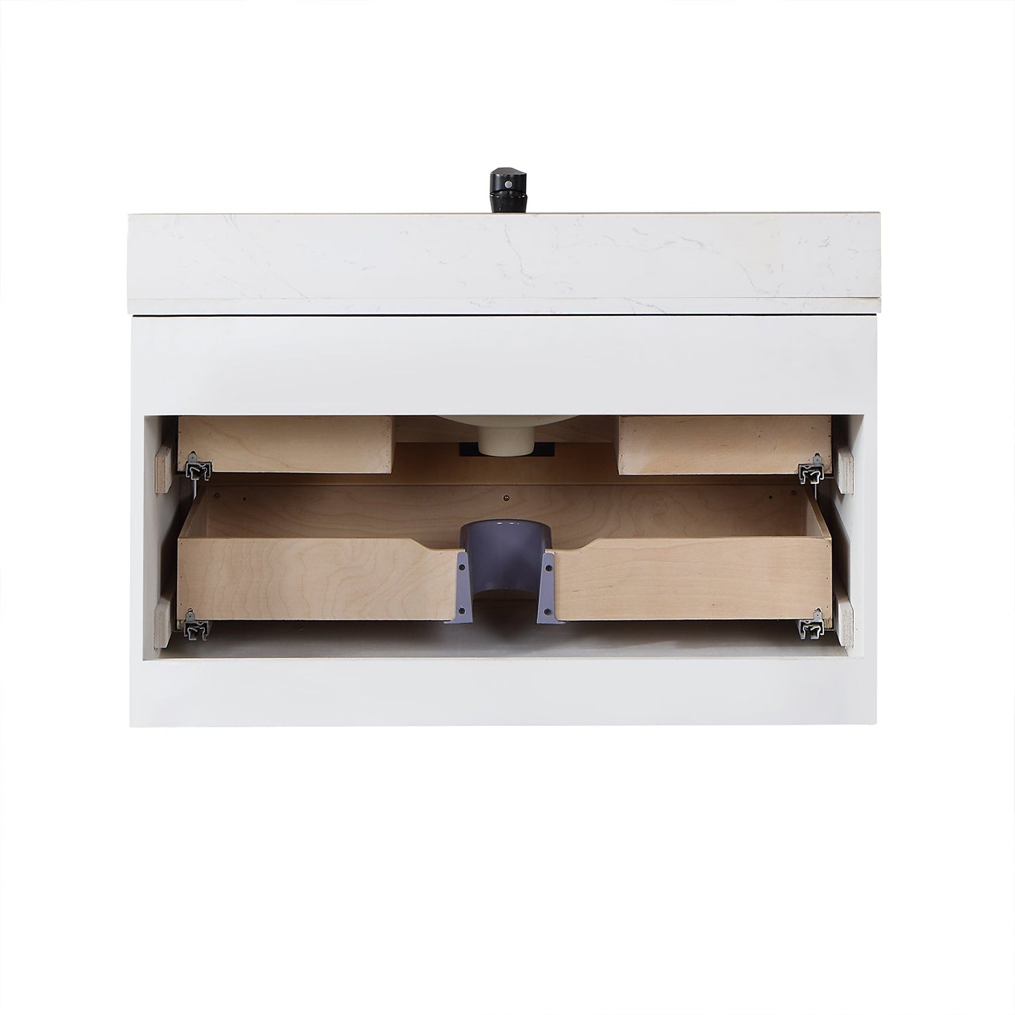 Dione 36" Single Bathroom Vanity in Weathered Pine with Aosta White Engineered Stone Countertop with Mirror