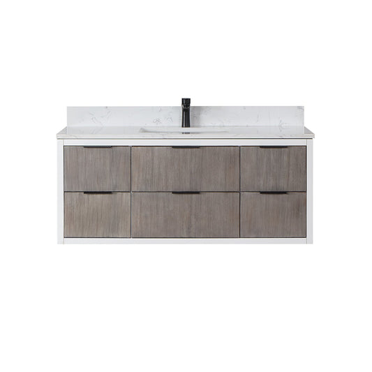 Dione 48" Single Bathroom Vanity in Classical Gray with Aosta White Engineered Stone Countertop without Mirror