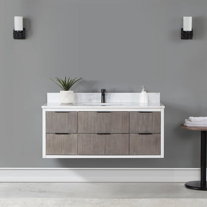 Dione 48" Single Bathroom Vanity in Classical Gray with Aosta White Engineered Stone Countertop without Mirror