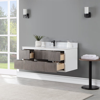 Dione 48" Single Bathroom Vanity in Classical Gray with Aosta White Engineered Stone Countertop without Mirror