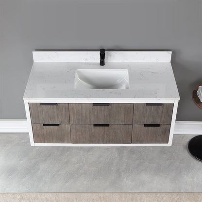 Dione 48" Single Bathroom Vanity in Classical Gray with Aosta White Engineered Stone Countertop without Mirror