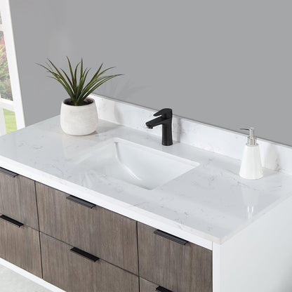 Dione 48" Single Bathroom Vanity in Classical Gray with Aosta White Engineered Stone Countertop without Mirror