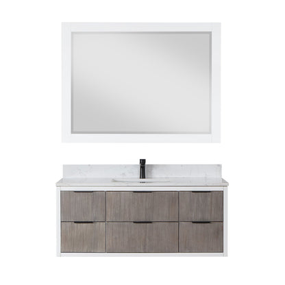 Dione 48" Single Bathroom Vanity in Classical Gray with Aosta White Engineered Stone Countertop with Mirror