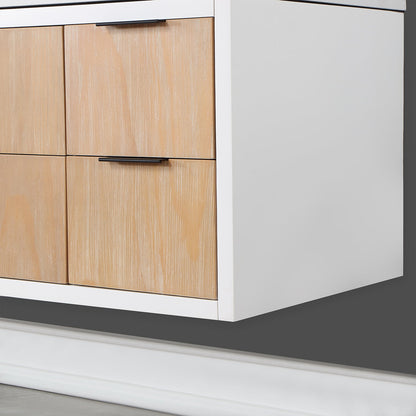 Dione 48" Single Bathroom Vanity in Weathered Pine with Aosta White Engineered Stone Countertop without Mirror