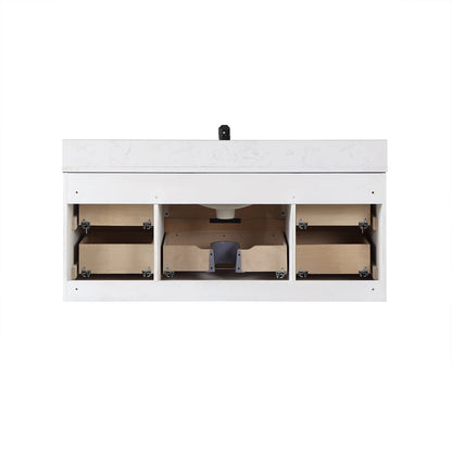 Dione 48" Single Bathroom Vanity in Weathered Pine with Aosta White Engineered Stone Countertop without Mirror