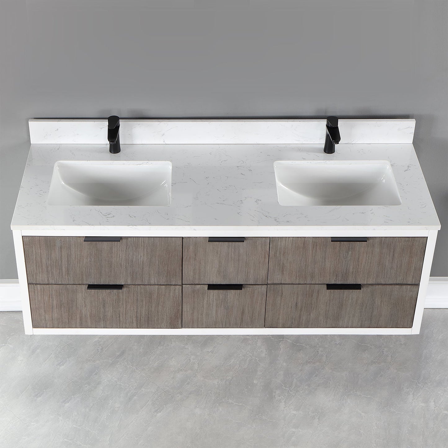 Dione 60" Double Bathroom Vanity in Classical Gray with Aosta White Engineered Stone Countertop without Mirror